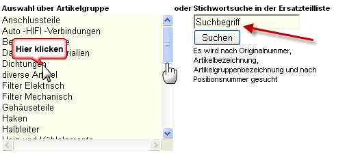 Teil aus Teileliste auswählen